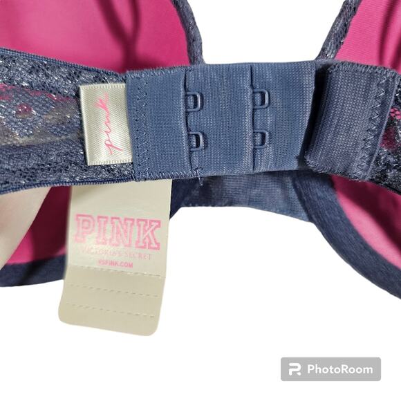 PINK by Victoria's Secret  Lightly Padded Underwire T-shirt Lace Bra 32D - Picture 7 of 8